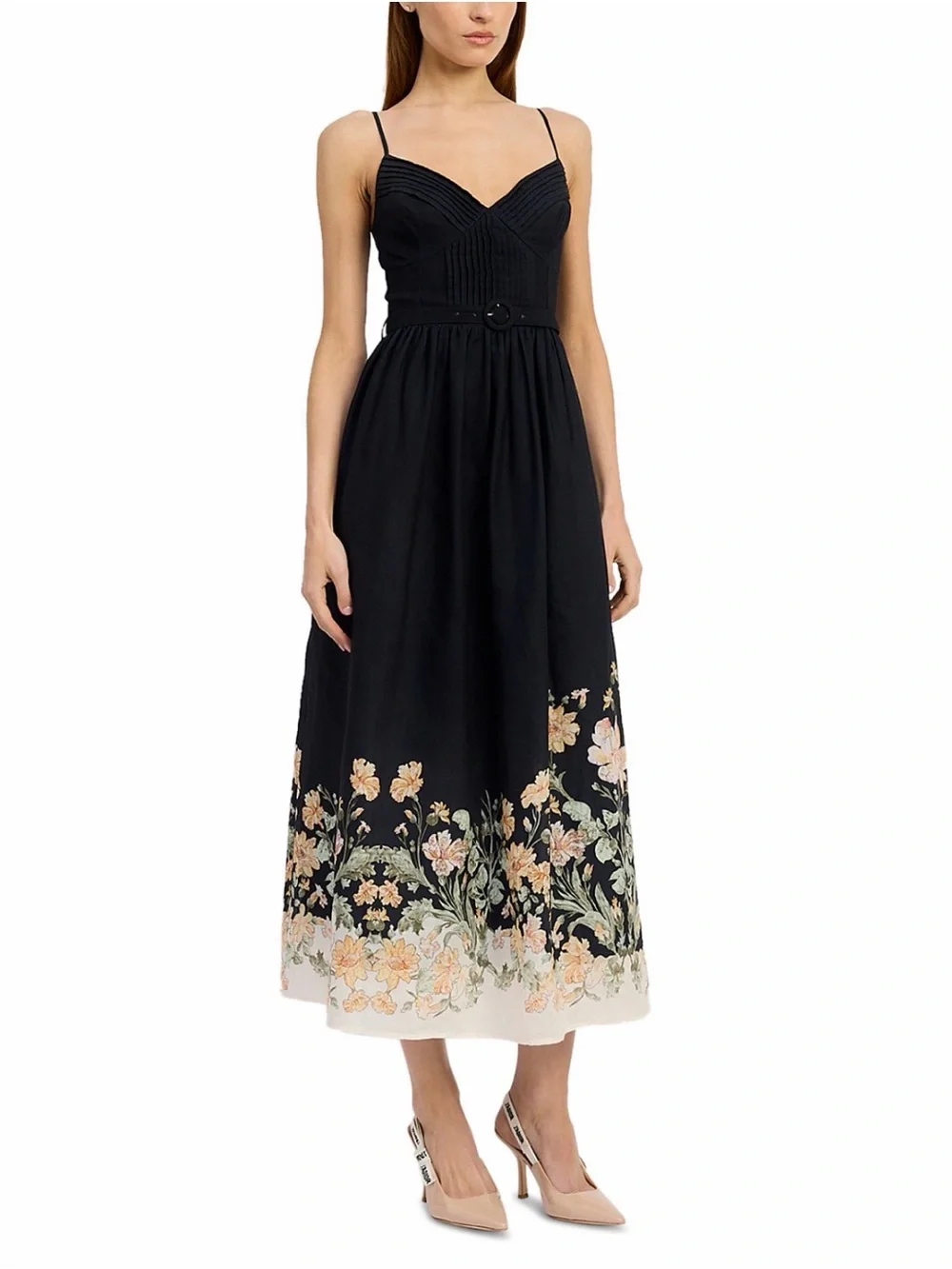 En Saison Iris Midi Dress – Black Floral – Size Medium – NWT